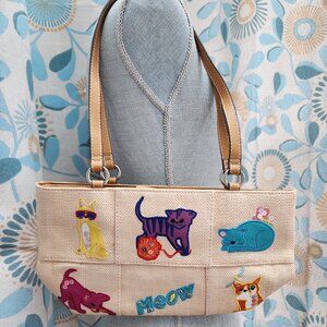 Rosetti Faux Leather/Burlap Colorful Cat Purse